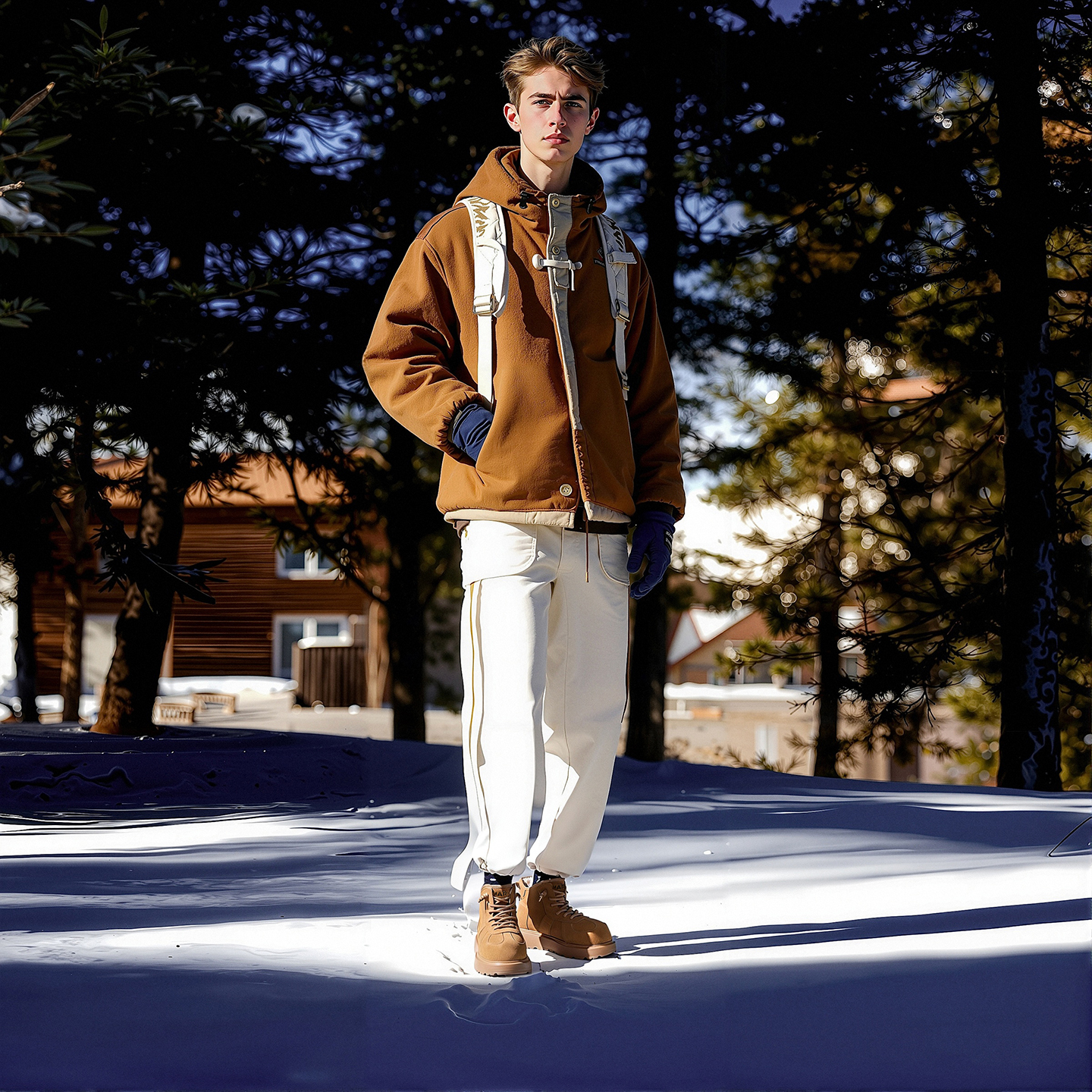 Mens Round Toe Fluffy Faux Fur Short Snow Boots - Image 8