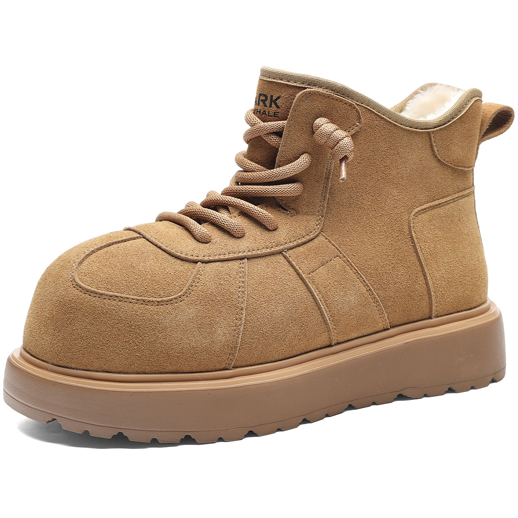 Mens Round Toe Fluffy Faux Fur Short Snow Boots