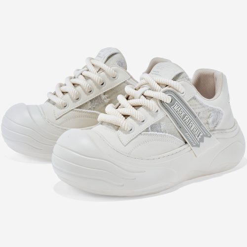 Alternative view of Mens Round Toe Leather Platform Skate Shoes with Decorative Trim