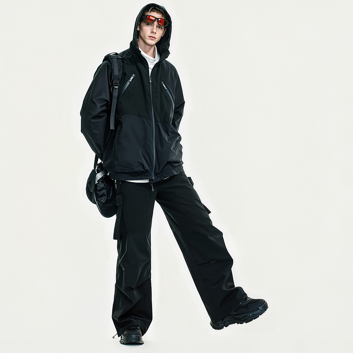 Mens Sculpting and Contouring Wide Platform Sneakers with Mesh and Leather Blocked - Image 8