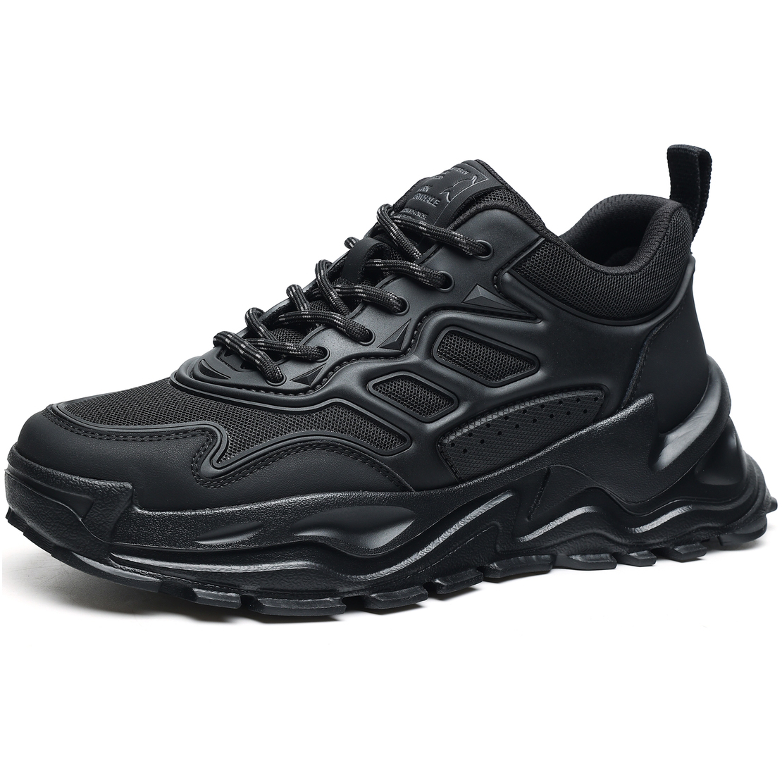 Mens Sculpting and Contouring Wide Platform Sneakers with Mesh and Leather Blocked - Image 2