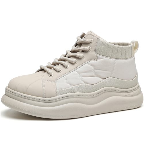 Mens Shell Toe Chunky Sole High Top Skate Shoes with Knit Collar