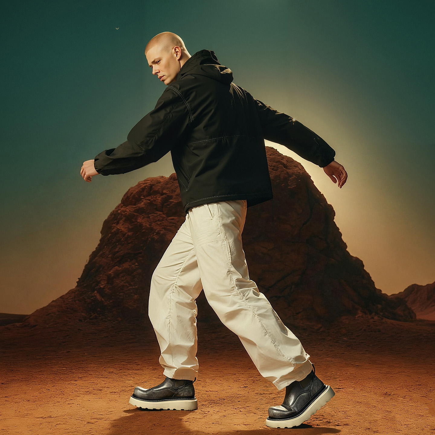 Mens Slip On Chunky Chelsea Boots with Leather Upper - Image 4