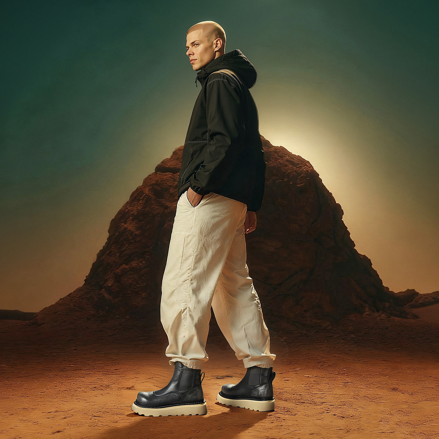 Mens Slip On Chunky Chelsea Boots with Leather Upper - Image 5