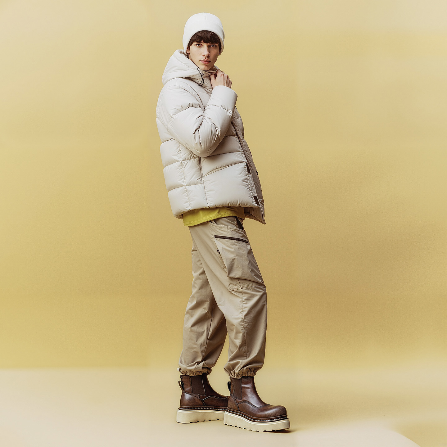 Mens Slip On Chunky Chelsea Boots with Leather Upper - Image 7