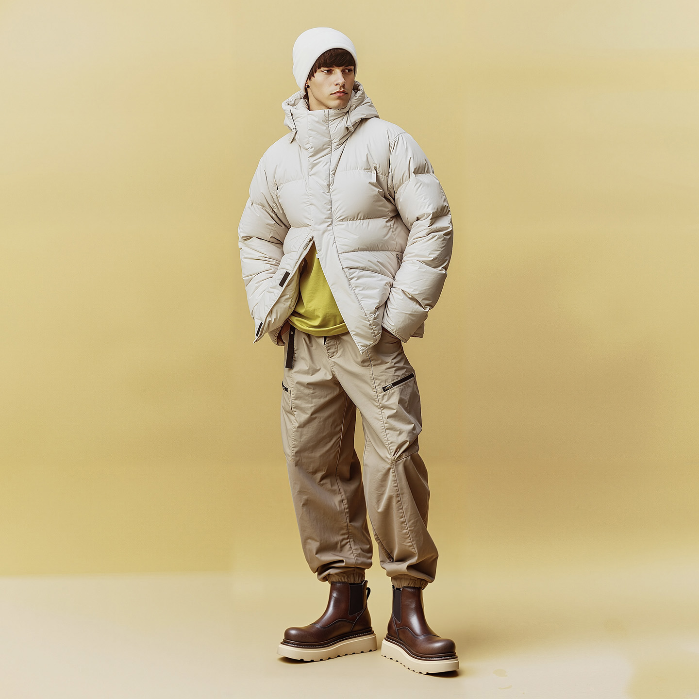 Mens Slip On Chunky Chelsea Boots with Leather Upper - Image 6