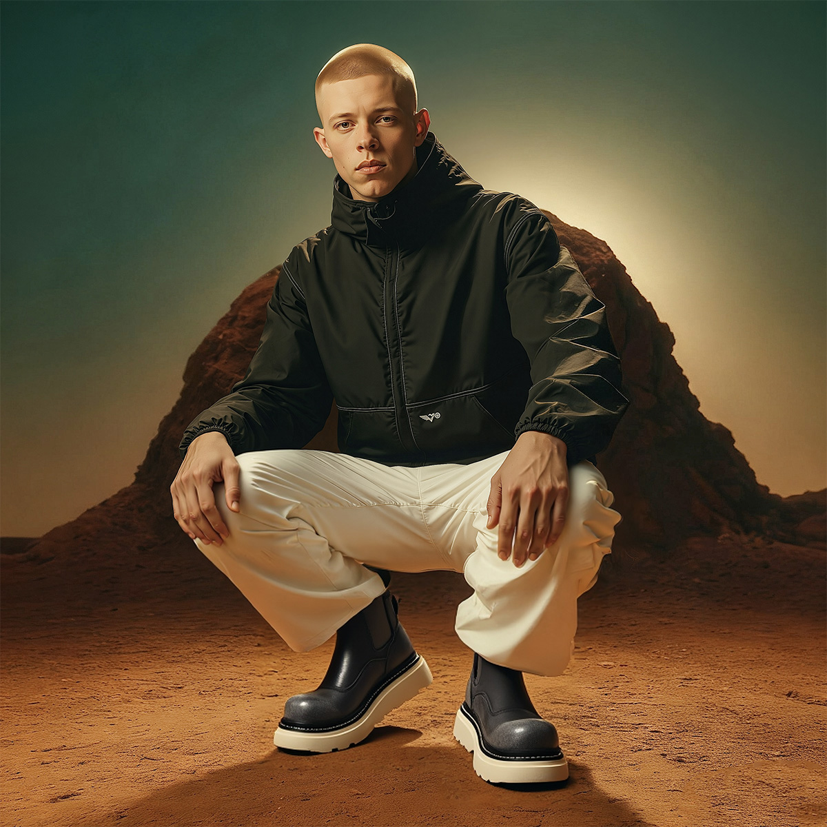 Mens Slip On Chunky Chelsea Boots with Leather Upper - Image 3