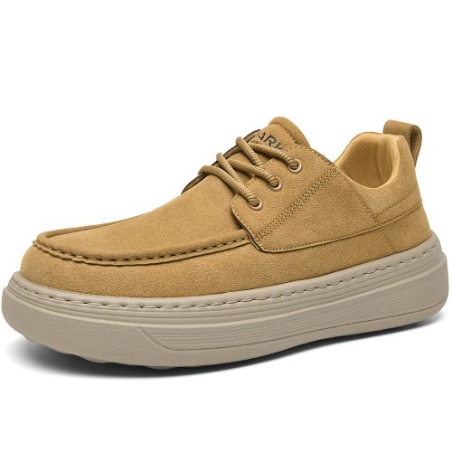 Mens Solid Color Full Suede Platform Sole Casual Shoes