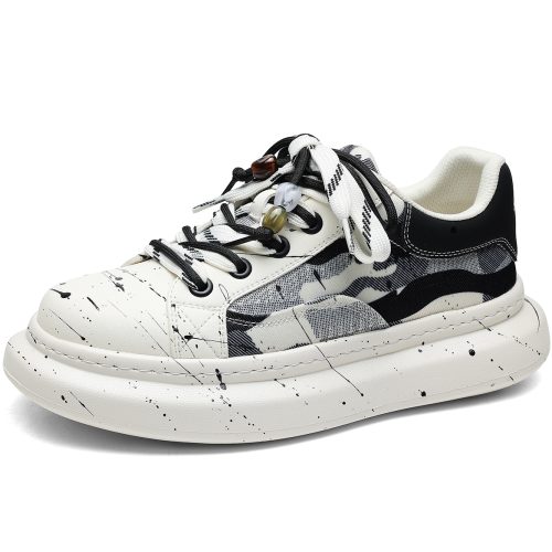 Mens Statement Platform Sneakers with Denim and Graffiti