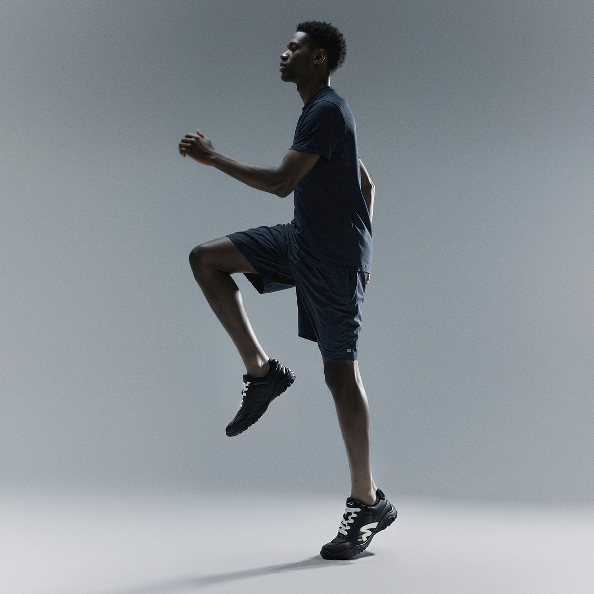 Mens Streamlined M Patchwork Leather German Army Sneakers with Irregular Lugged Outsole - Image 6