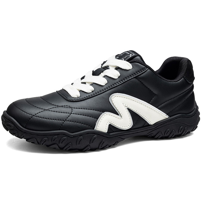 Mens Streamlined M Patchwork Leather German Army Sneakers with Irregular Lugged Outsole - Image 2