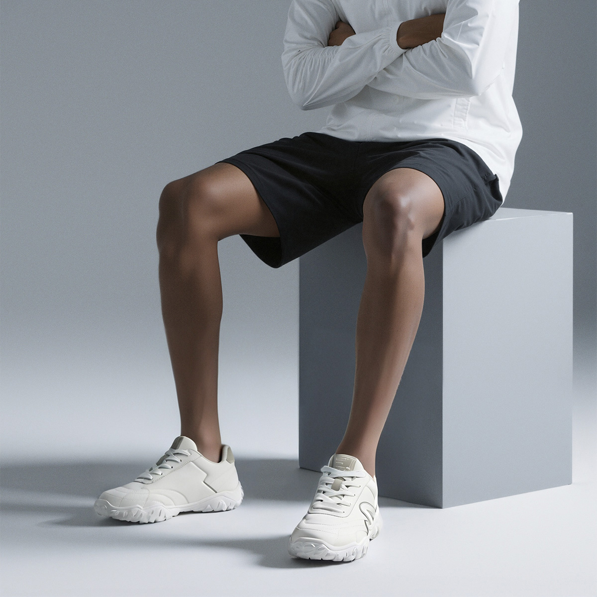 Mens Streamlined M Patchwork Leather German Army Sneakers with Irregular Lugged Outsole - Image 5