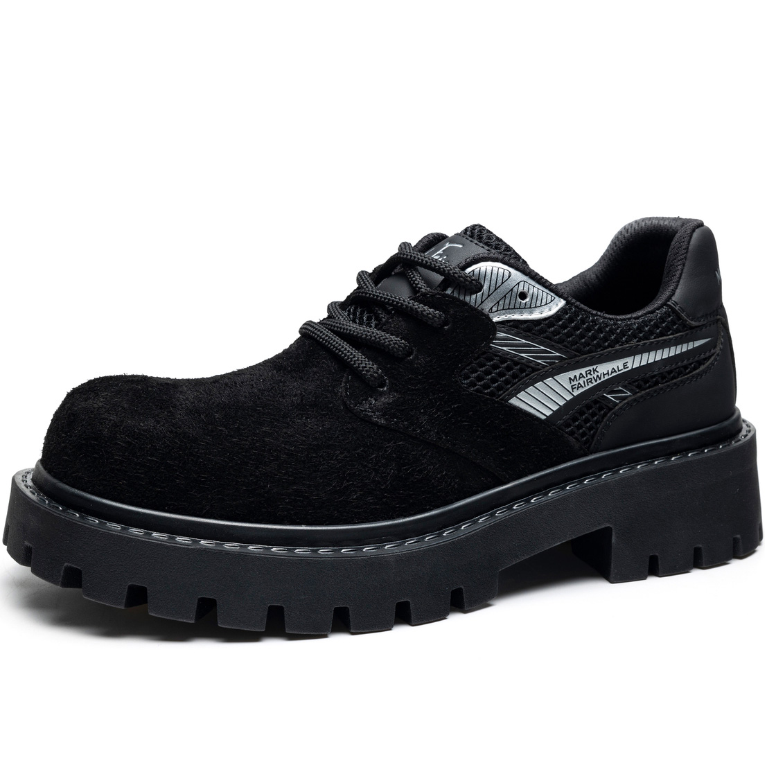 Mens Suede and Mesh Fabric Block Low Top Work Boots - Image 2