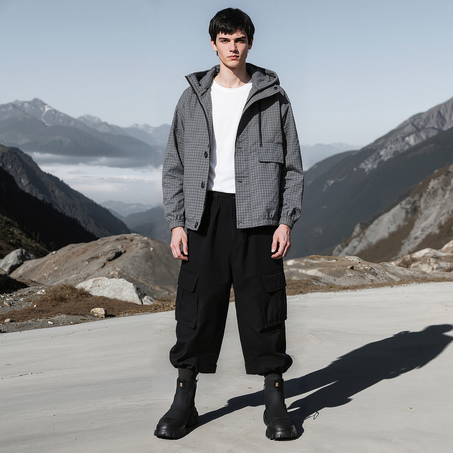 Mens Tactical Ankle Boots Chunky Sole Back Metal M Badge Brand Embossed Side Zipper - Image 3