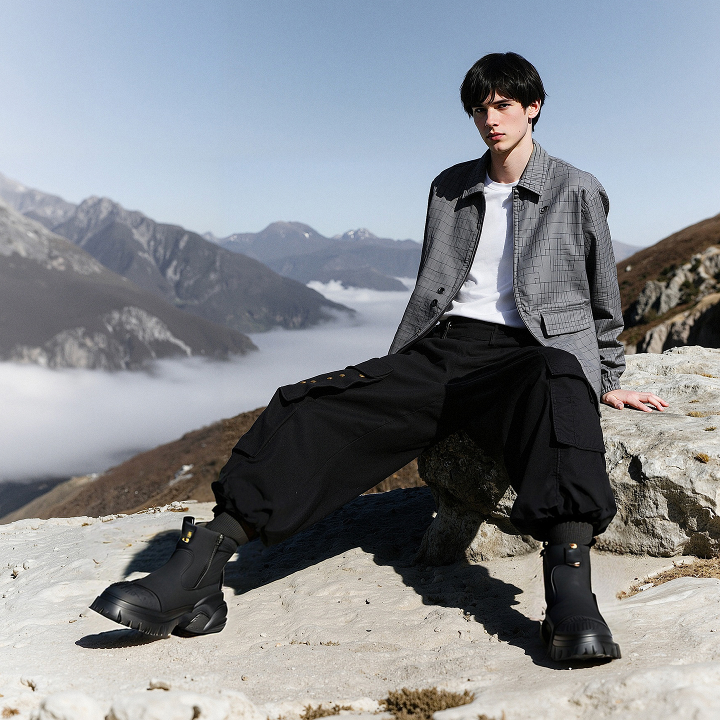 Mens Tactical Ankle Boots Chunky Sole Back Metal M Badge Brand Embossed Side Zipper - Image 4