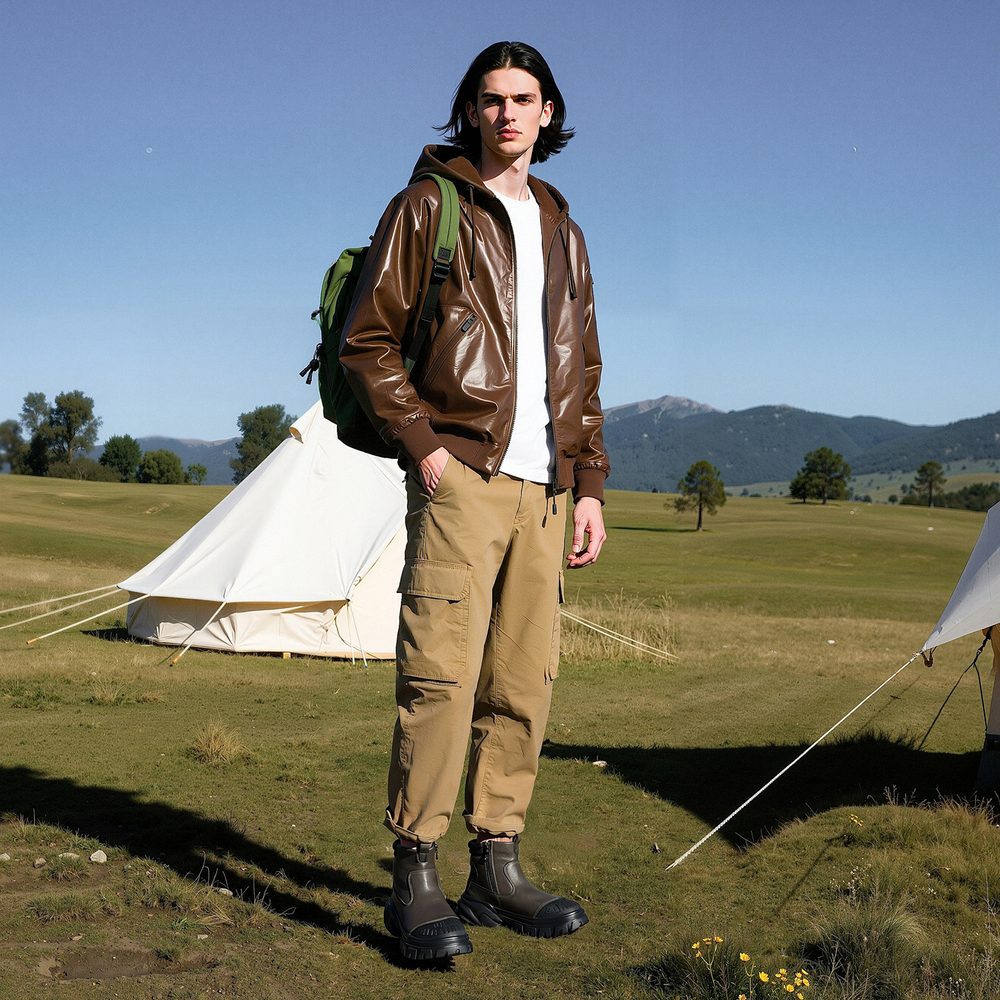 Mens Tactical Ankle Boots Chunky Sole Back Metal M Badge Brand Embossed Side Zipper - Image 5