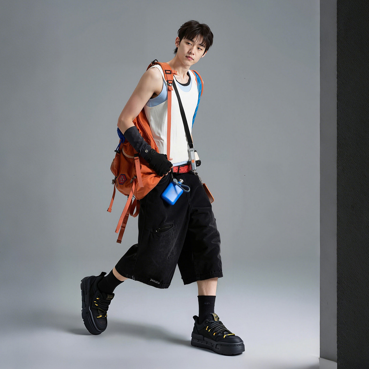 Mens Thick Shoelaces Spliced Denim Platform Sneakers - Image 6