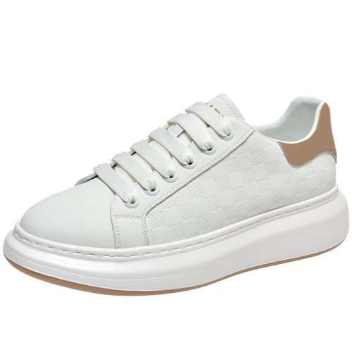 Mens Thick Soled Breathable Sneakers with Checkerboard Pattern