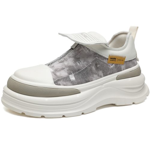 Mens Tie Dye Denim Zip Up Flip Tongue Platform Casual Sneakers