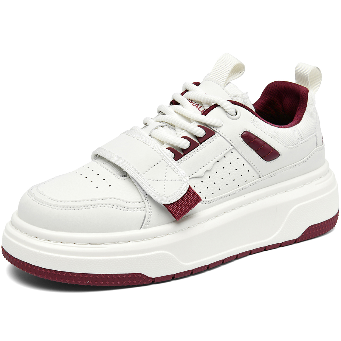 Mens Velcro Colorblock Perforated Platform Skate Shoes