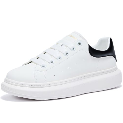 Mens White Breathable Platform Skate Shoes