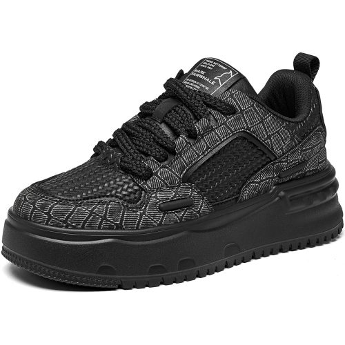Mens Woven and Embassed Block Platform Skate Shoes