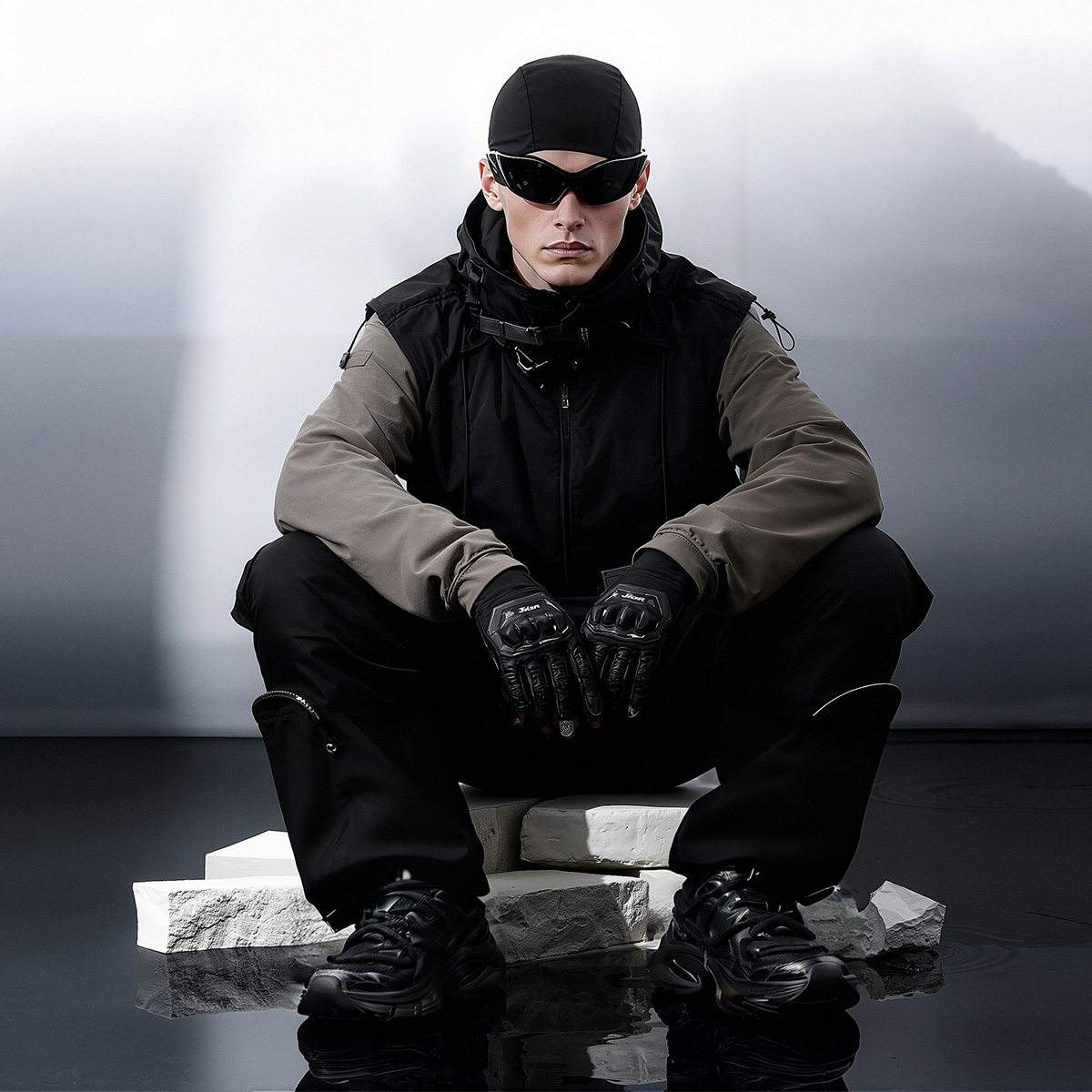 Mesh Upper Chunky Sole Dad Sneakers with Dual Laces - Image 3