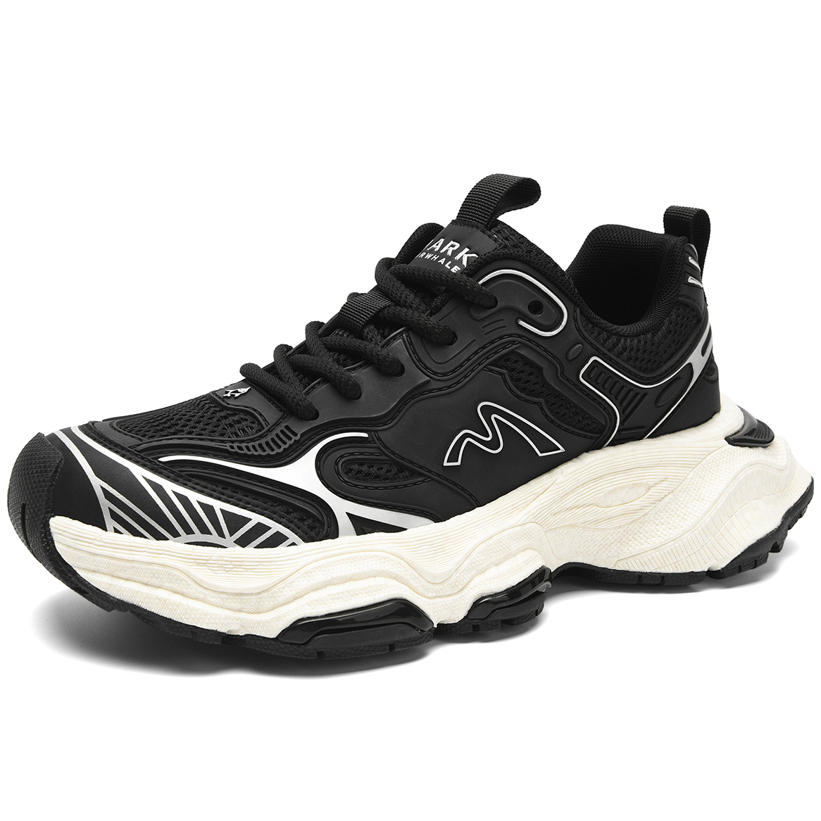 Mesh and Synthetic Leather Chunky Sole Contrast Trim Sneakers with Brand Logo M - Image 2