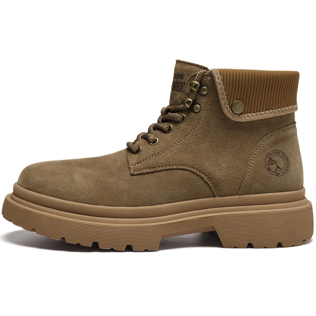 Suede Turnover Cuff High Top Chunky Sole Work Boots Left