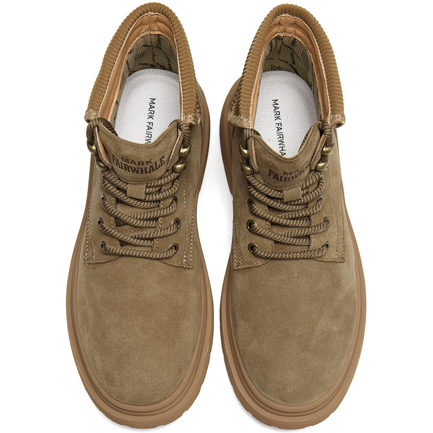 Suede Turnover Cuff High Top Chunky Sole Work Boots Top View