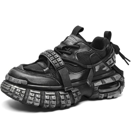 Tactical Style Lacing Mesh Sneakers with Lug Sole and Air Cushion