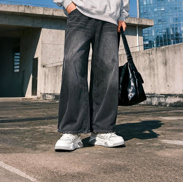 Woven Spatchwork Textured Leather Platform Sneakers with Contrast Trim - Image 8