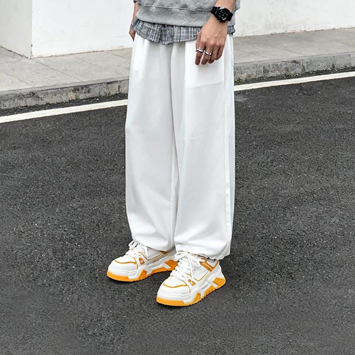 Woven Spatchwork Textured Leather Platform Sneakers with Contrast Trim - Image 4