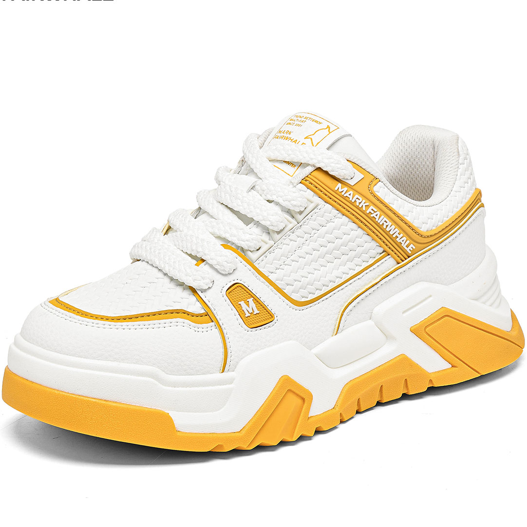 Woven Spatchwork Textured Leather Platform Sneakers with Contrast Trim - Image 2