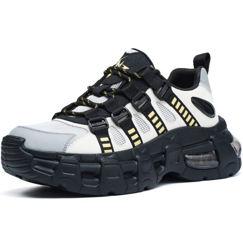 Air Cushion Chunky Sneakers with Band Lace Eyelet Hole Strap