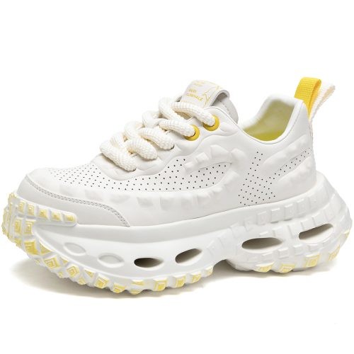 Breathable Contrast Color Chunky Dad Sneakers with Cutout Lug Sole