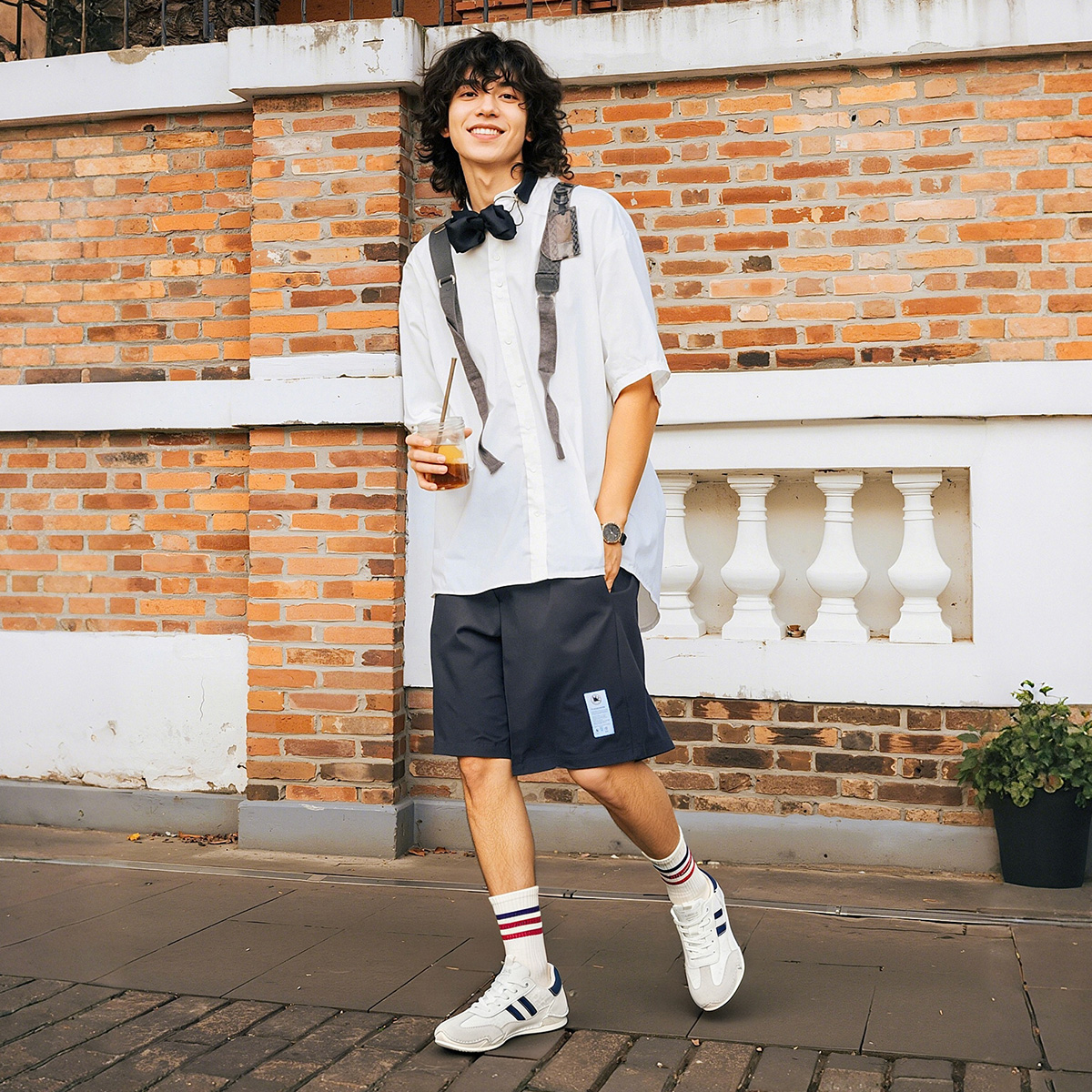 Distressed Two Stripes Faux Leather Mesh Panelled German Trainers with Suede Toe - Image 3