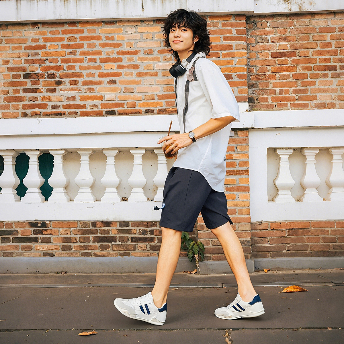 Distressed Two Stripes Faux Leather Mesh Panelled German Trainers with Suede Toe - Image 4