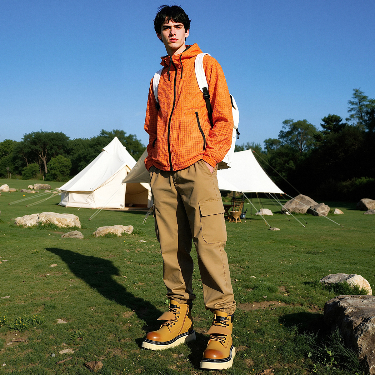 Gradient Patent Leather Chunky Boots with Tongue Cover Two Tone Laces and Side Zipper - Image 2