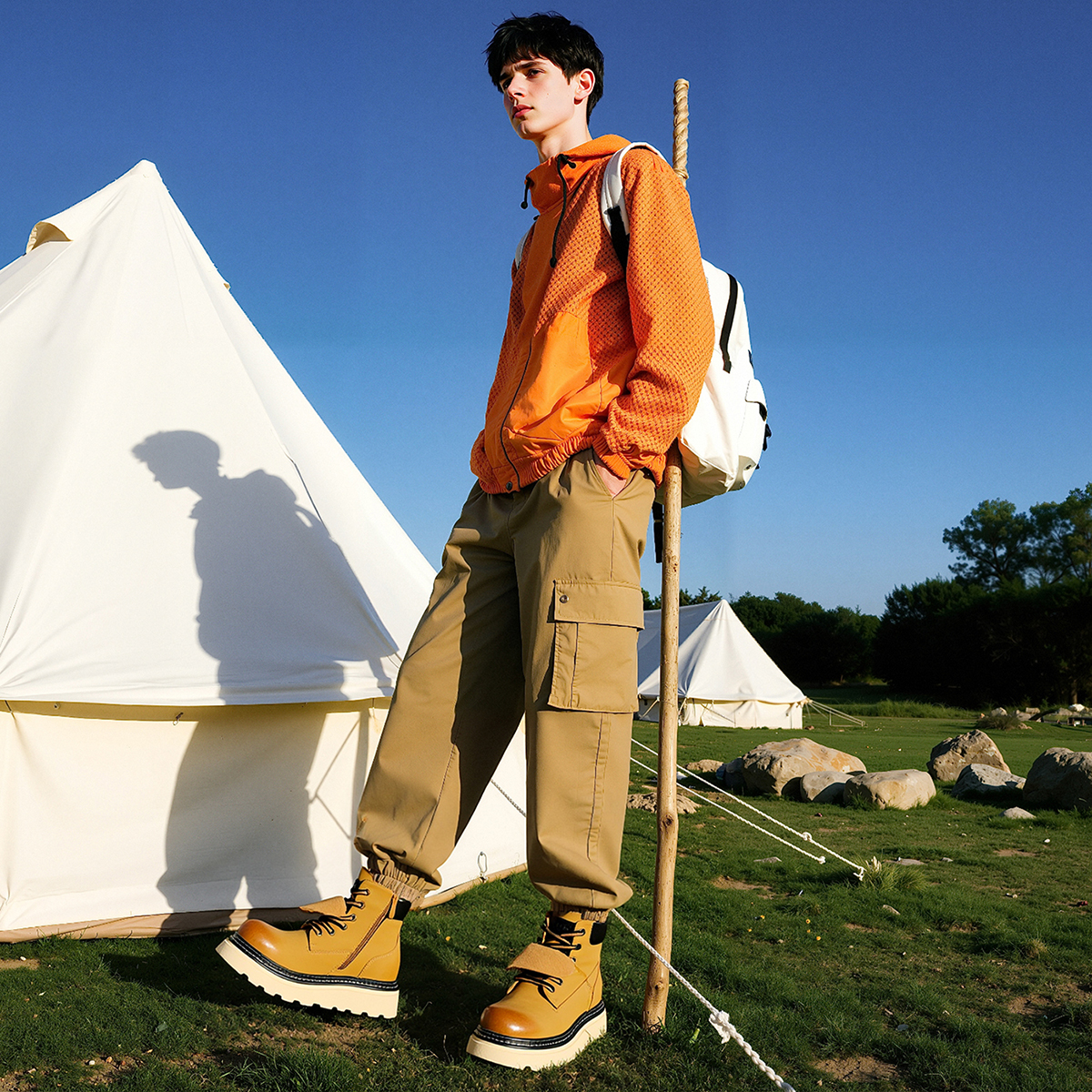 Gradient Patent Leather Chunky Boots with Tongue Cover Two Tone Laces and Side Zipper - Image 3