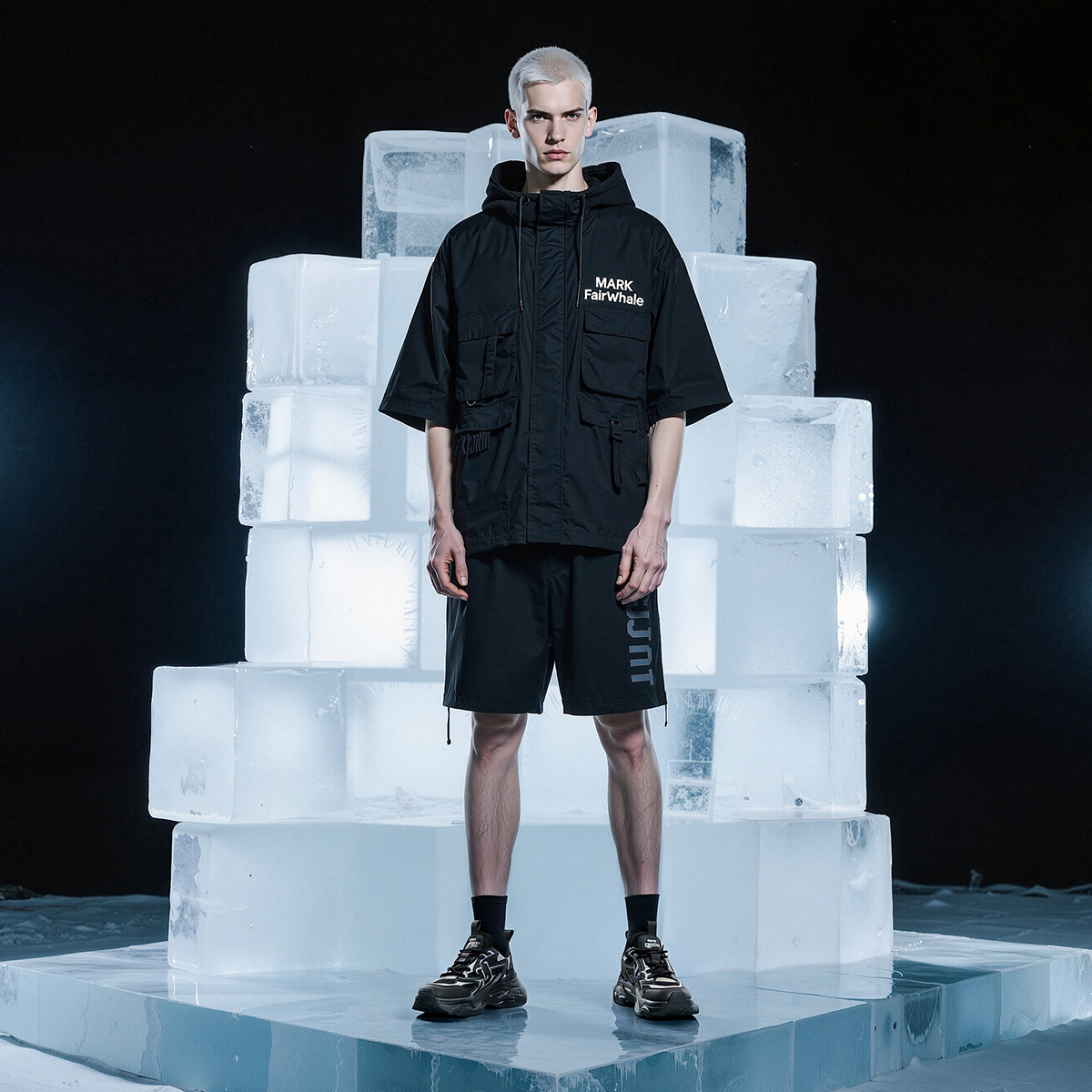 Honeycomb Texture Mesh Chunky Sneakers with 3D Logo Overlay - Image 2