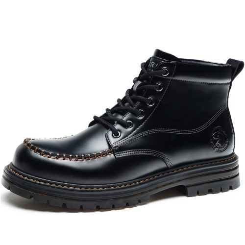 Mens 6 Eyelets Lace Up Leather Moc Toe Hiking Work Boots