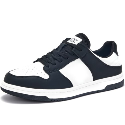 Mens Black and White Color Block Breathable Low Top Sneakers