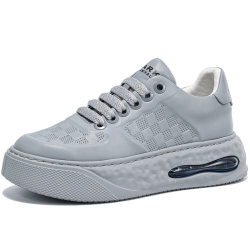Mens Breathable Air Cushion Platform Skate Shoes with Checkerboard Pattern