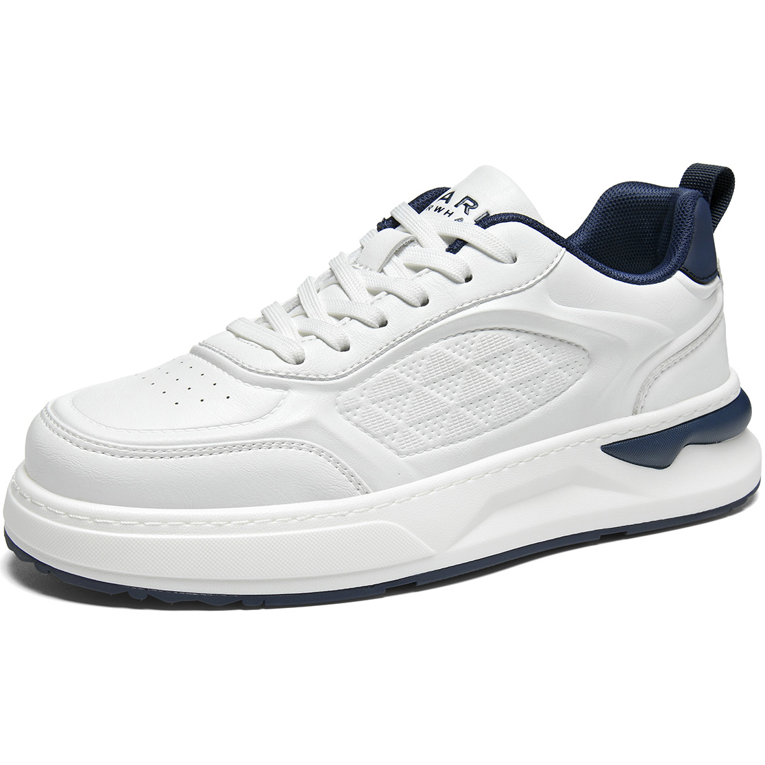 Mens Breathable Platform Skate Shoes Color Blocked with Embossed Leather Upper - Image 2