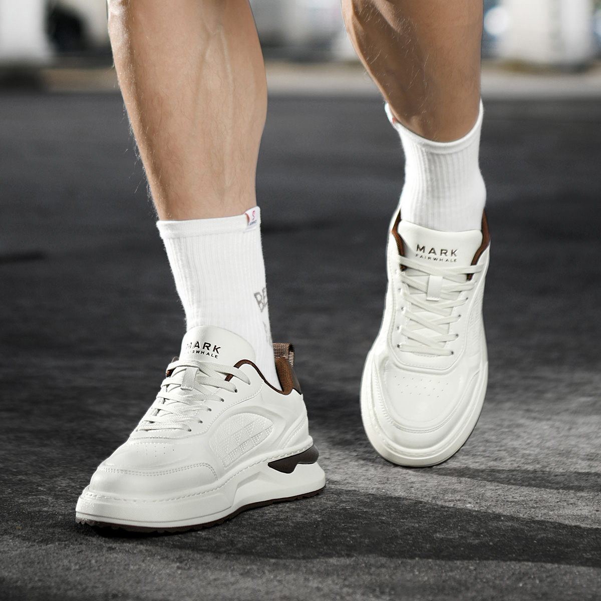 Mens Breathable Platform Skate Shoes Color Blocked with Embossed Leather Upper - Image 3