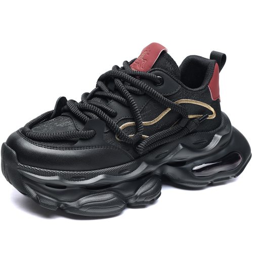 Mens Chunky Platform Dad Shoes with Air Cushioned Soles and Dual Lace Design