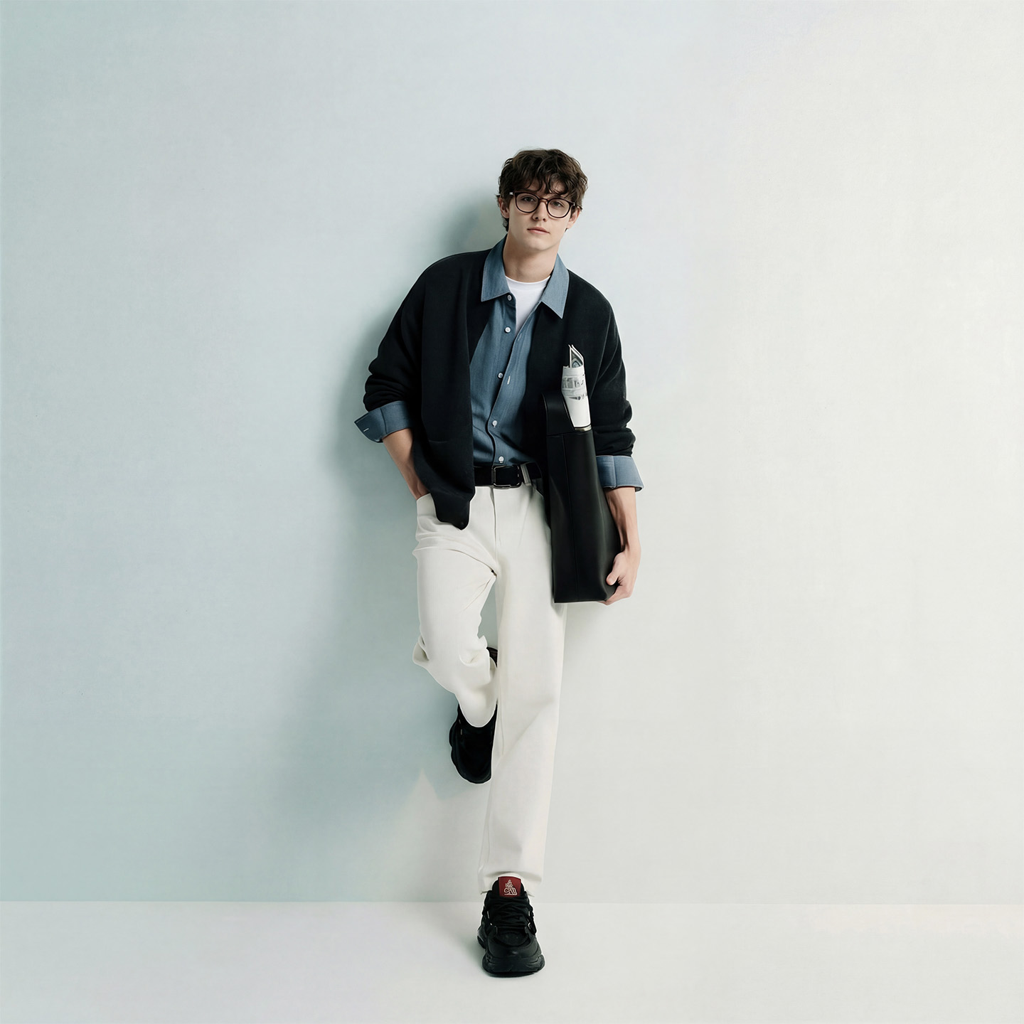 Mens Chunky Platform Dad Shoes with Air Cushioned Soles and Dual Lace Design - Image 3