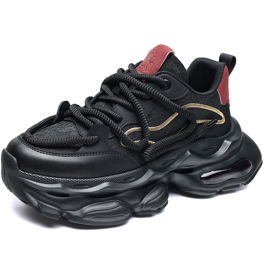 Mens Chunky Platform Dad Shoes with Air Cushioned Soles and Dual Lace Design