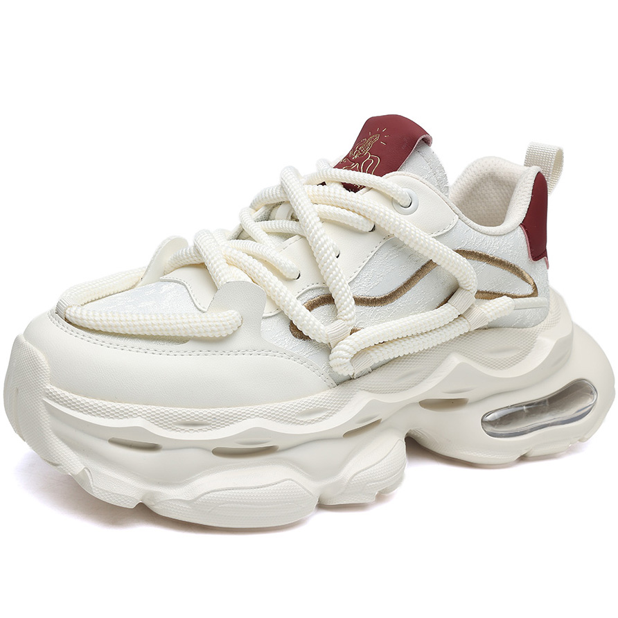 Mens Chunky Platform Dad Shoes with Air Cushioned Soles and Dual Lace Design - Image 2